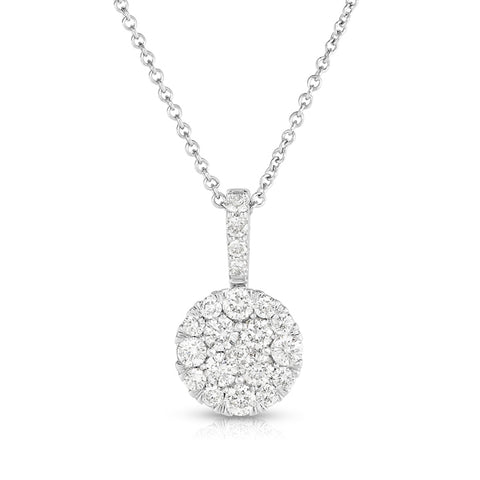 14k White Gold Diamond Cluster Pendant