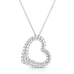 14k White Gold Pave Diamond Heart Pendant