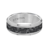 Tungsten Carbide Bevel Edge Comfort Fit Band with Black Carbon Fiber Inlay