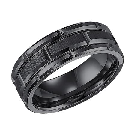 Black Tungsten Carbide Bevel Edge Comfort Fit Band