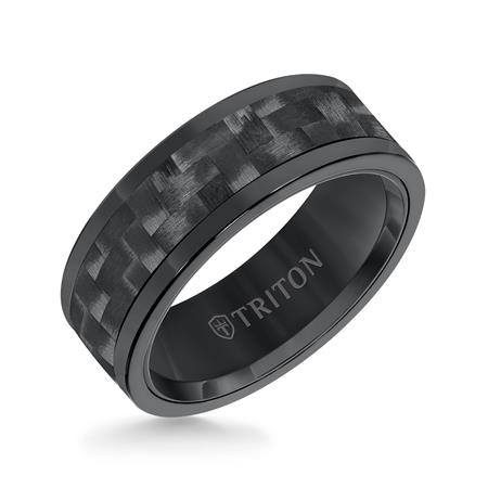 Comfort Fit Black Tungsten Carbide with Black 3K Carbon Fiber Insert