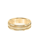 6MM Men's Classic Wedding Band - Diagional Swiss Cut Engraved Design With Milgrain And Round Edge