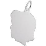 925 Flat Girl Head Charm