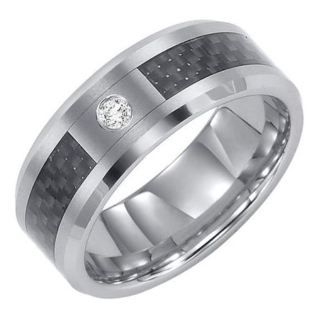 Tungsten carbide Bevel Edge comfort fit diamond band