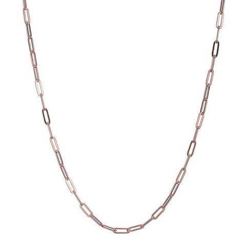 18kt Rose Sterling Silver Paperclip Chain