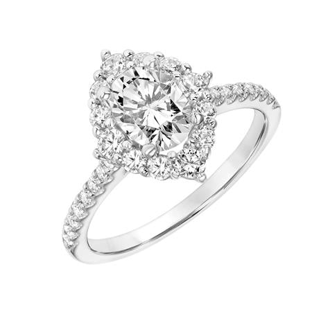 Art Deco Oval Halo Engagement Ring