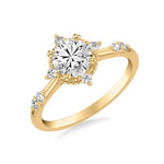 Vintage Accented Halo Round Engagement Ring