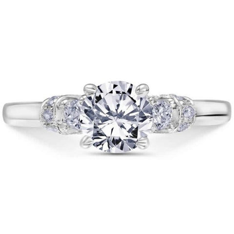 Crown Collection 3 Stone Plain Band Engagement Ring