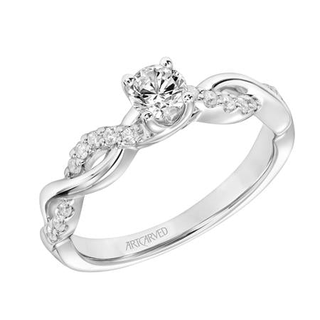 Gabriella Contemporary Side Stone Twist Diamond Engagement Ring