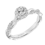 Kinsley Contemporary Round Halo Twist Diamond Engagement Ring