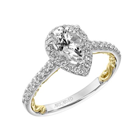 Delaney Lyric Pear Shape Halo Engagement Ring