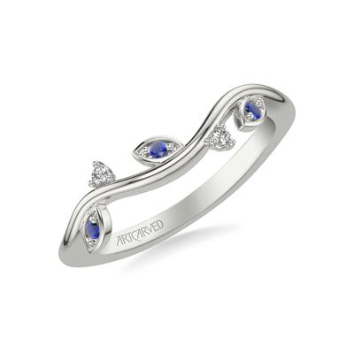 Sapphire and Diamond Accented Wedding Band