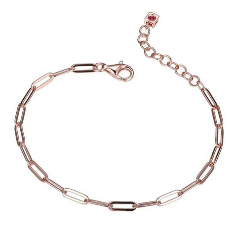 18kt Rose Sterling Silver Paperclip Bracelet