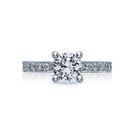 Round Sculpted Crescent Channel Set Engagement Ring