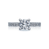 Round Sculpted Crescent Channel Set Engagement Ring