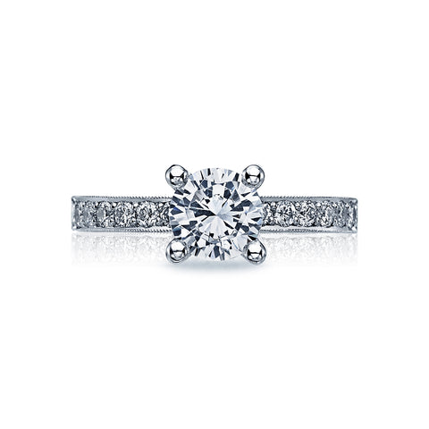 Round Sculpted Crescent Channel Set Engagement Ring