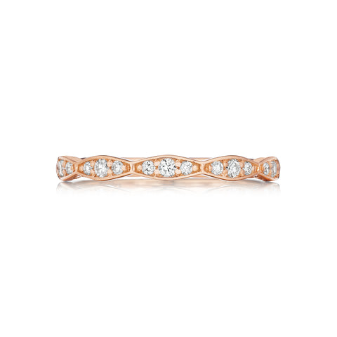 Sculpted Crescent Marquise Round Eternity Band