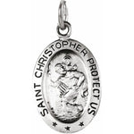 Sterling Silver 24x16 mm Oval St. Christopher Pendant