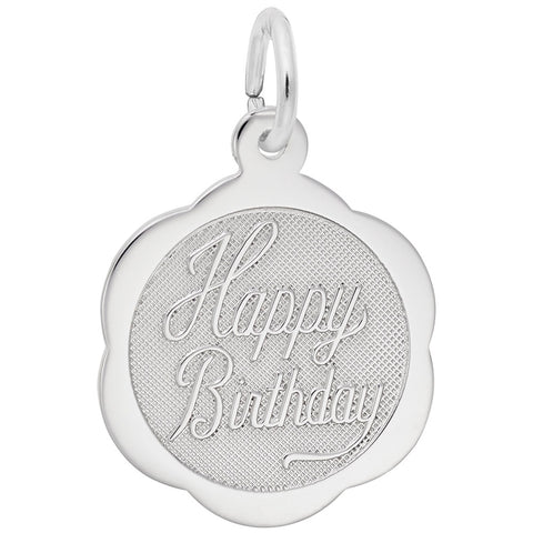 Happy Birthday Scalloped Disc Charm