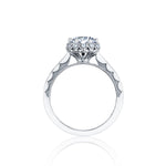 Sculpted Crescent Round Halo Engagement Ring