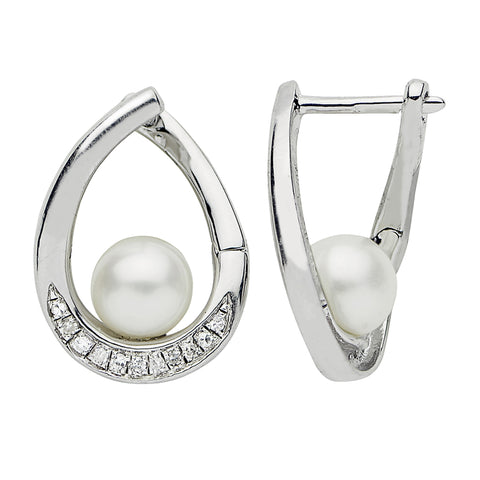 Freshwater Pearl And Diamond Earrings