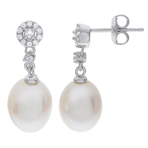 Freshwater Pearl & White Topaz Earrings