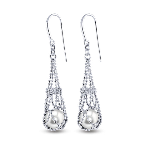 Lace Sterling Silver Freshwater Pearl Earrings