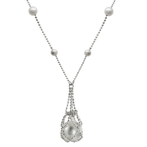 Lace Sterling Silver Freshwater Pearl Necklace