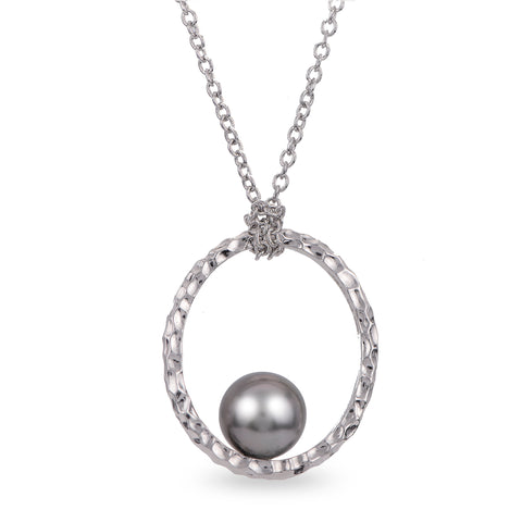 Tahitian Pearl Hammered Necklace
