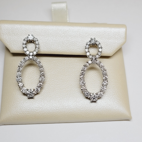 Oblong Dangle Diamond Earrings