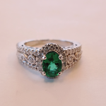 Oval Emerald & Diamond Engagement Ring