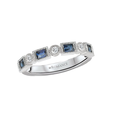 Romance Sapphire and Diamond Wedding Band