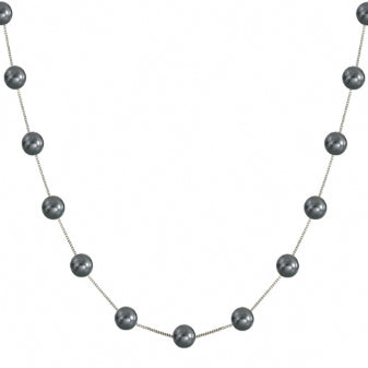 Freshwater Dyed Black Pearl Station Necklace