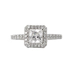 Contemporary Square Halo GIA Certified Engagement Ring