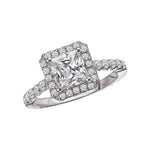 Contemporary Square Halo GIA Certified Engagement Ring