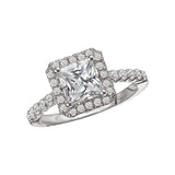 Contemporary Square Halo GIA Certified Engagement Ring