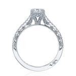 18k White Gold Petite Crescent Oval Engagement Ring