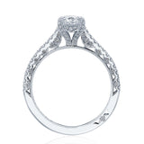 18k White Gold Petite Crescent Oval Engagement Ring