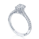 18k White Gold Petite Crescent Oval Engagement Ring