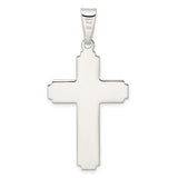 Sterling Silver Polished with Edge Lines Latin Cross Pendant