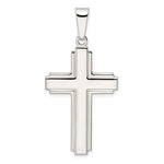 Sterling Silver Polished with Edge Lines Latin Cross Pendant