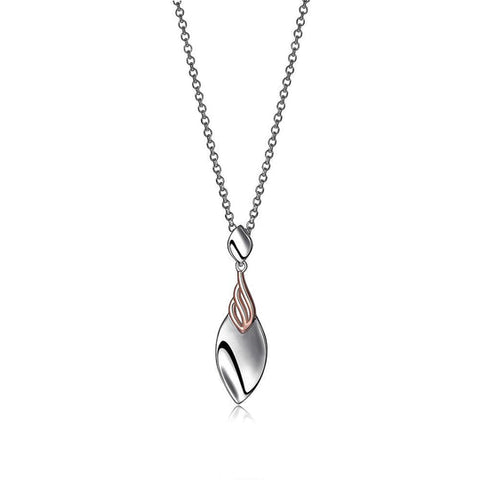 Steling Silver Two-Tone Leaf Necklace