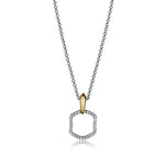 Sterling Silver Two-Tone CZ Pendant