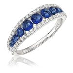 Sapphire and Diamond 3 Row Ring