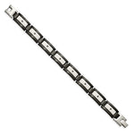 Stainless Steel Two-Tone Black CZ 8.5" Bracelet