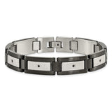 Stainless Steel Two-Tone Black CZ 8.5" Bracelet