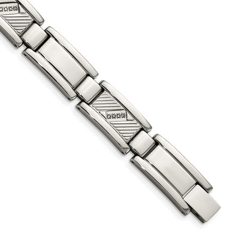 Stainless Steel w/ Diamond 8.5" Bracelet