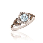 Le Vian Chocolatier® Ring featuring Sea Blue Aquamarine® Vanilla Diamonds® , Chocolate Diamonds® set in 14K Vanilla Gold®