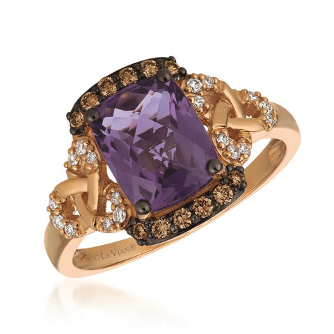 Le Vian Chocolatier® Ring featuring Grape Amethyst™ Chocolate Diamonds® , Vanilla Diamonds® set in 14K Strawberry Gold®