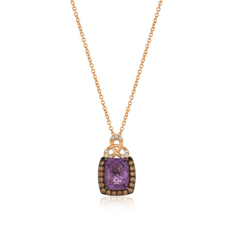 Le Vian Chocolatier® Pendant featuring Grape Amethyst™ Chocolate Diamonds® , Vanilla Diamonds® set in 14K Strawberry Gold®